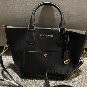 Michael Kors Black Satchel with Gold Accents